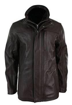 Infinity Herren Lederjacke 100% Echtleder Braun Schwarz 3/4 Länge Safari Design von Infinity