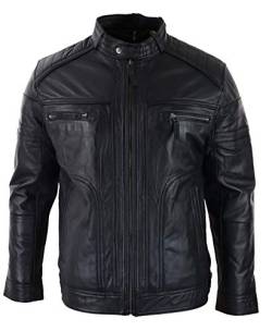 Infinity Herren Lederjacke 100% Echtleder Schwarz Biker Vintage Design von Infinity