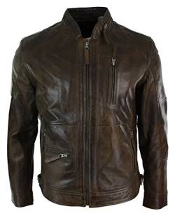 Infinity Herren Lederjacke 100% Echtleder Schwarz Braun Olive Biker Still Lässig von Infinity