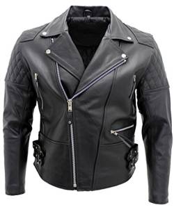 Infinity Herren Schwarz Motorradfahrer reales Rindlederjacke 3XL von Infinity