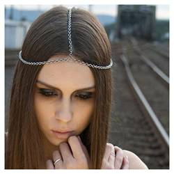 Inilbran Böhmische Kopfkette Silber Minimal Haar Kette Stirnband Zigeuner Kopfkette Festival Haarschmuck Haarschmuck Für Frauen Und Mädchen von Inilbran