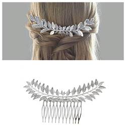 Inilbran Boho Blatt Haarkamm Silberblatt Braut Haarkamm Haarspange Olivenzweig Haarkämme Kopfbedeckung Vintage Blatt Kopfbedeckung Kamm für Frauen Brautjungfer Hochzeit Haarschmuck von Inilbran