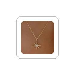 Inilbran Boho-Kristall-Stern-Halskette Vintage Sunburst Choker Halskette Gold Cz Sonne Anhänger Halskette Himmlischen Nordstern Halskette Kette Schmuck Für Frauen Und Mädchen von Inilbran