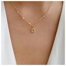 Inilbran Boho Kristall Sunburst Choker Halskette Gold Strass Sonnenblumen Halskette Choker Vintage Hohl Sonne Halskette Bling Cz Sonne Anhänger Halskette Schmuck Für Frauen Und Mädchen von Inilbran