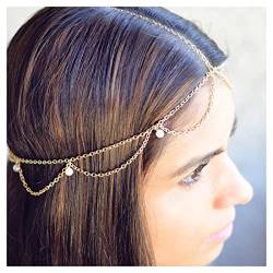 Inilbran Boho Quastenkopfkette Perlenquaste Haarkette Perlenanhänger Kopfkette Kopfschmuck Baumeln Perlen Festivalhaar Stirnband Haarschmuck Für Frauen Und Mädchen von Inilbran