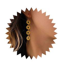 Inilbran Boho Sonnenblumen Ohrringe Gold Gänseblümchen Blume Lange Quaste Ohrringe Lange Blumen Gänseblümchen Ohrringe Vintage Sonnenblume Gänseblümchen Ohrringe Schmuck Für Frauen von Inilbran