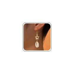 Inilbran Boho Stern Muschel Ohrringe Vintage Muschel Tropfen Ohrringe Stern Sommer Strand Aussage Ohrringe Goldstrand Kauri ohrringe Schmuck Für Frauen Und Mädchen von Inilbran