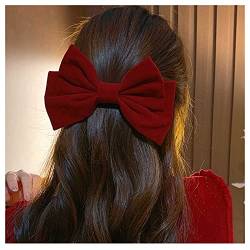 Inilbran Vintage Satinschleife Haarspangen Große Samtschleife Haarspangen Winterband Schleife Haarspange Haarspange Französische Schleife Haarspange Dekorativer Haarschmuck für Frauen(Rot 2) von Inilbran