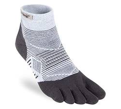 Injinji Run Lightweight Mini Crew Socken weiß/grau Schuhgröße XL | EU 47,5+ 2021 Laufsocken von Injinji