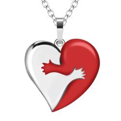 Injuv Magnetische Liebes-Patchwork-Halskette, magnetische Herz-Halskette für Paare, Patchwork-Paar-Herz-Halskette, Romantische herzförmige Magnetverschlusskette für Paare, Frauen, Mädchen, Ehefrau von Injuv