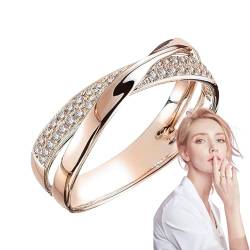 Injuv Stapelbare Ringe, ineinandergreifender Rollring,Vergoldeter, ineinandergreifender X-Stapelring - Ehering, einfacher klassischer Ring für Freunde, Familie, Mädchen und Frauen von Injuv