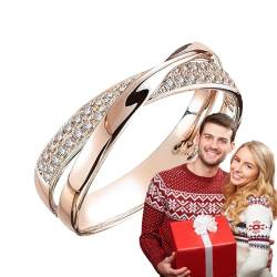 Injuv Stapelbare Ringe, ineinandergreifender Rollring - Vergoldete X-stapelbare Ringe - Ehering, einfacher klassischer Ring für Freunde, Familie, Mädchen und Frauen von Injuv
