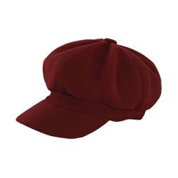 Inlefen Baret Cap Klassische Einfarbige Verstellbare Achteckige Kappe Newsboy Hüte Winter Retro Visier Cap für Frauen von Inlefen