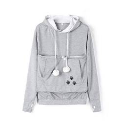 Inlefen Frauen Hoodie Sweatshirt Herbst und Winter Lange Ärmel Große Tasche Hoodie Pullover Kordelzug Grau S von Inlefen