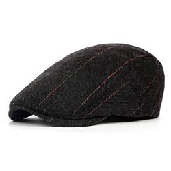 Inlefen Herren Klassischer Heringbone Tweed Newsboy Hut, verstellbare Newsboy Hüte für Männer Vintage Winter Fahren Jagd Hut von Inlefen