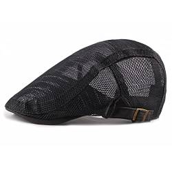 Inlefen Herren Mesh Cap Atmungsaktive Sommer Newsboy Hut Einstellbare Duckbill Cabbie Fahren Hut von Inlefen