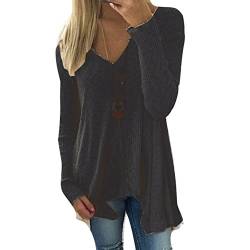 Inlefen Langarm Pullover Damen Jumper Pulli Fruauen Strickpullover Sexy Sweatshirt Shirt Strickpulli V Ausschnitt Sweater Shirt Oberteil Rosa Lila Schwarz Grau Khaki Weiß Blau von Inlefen