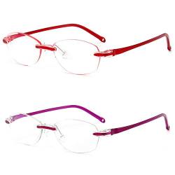 Inlefen Männer Frauen Randlose Reader Gläser 2 Pack Computer Lesebrille Blaulicht Blockierung 250 von Inlefen