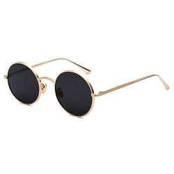 Inlefen Sonnenbrille Männer Frauen Runde Retro Vintage Kreis Stil Sonnenbrille Farbige Metallrahmen Brillen Gold schwarz von Inlefen