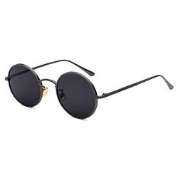 Inlefen Sonnenbrille Männer Frauen Runde Retro Vintage Kreis Stil Sonnenbrille Farbige Metallrahmen Brillen Pistole schwarz von Inlefen