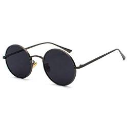 Inlefen Sonnenbrille Männer Frauen Runde Retro Vintage Kreis Stil Sonnenbrille Farbige Metallrahmen Brillen schwarz grau von Inlefen