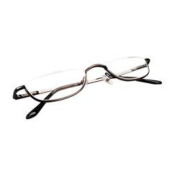Inlefen Unisex Halbmond Halbrahmen Lesebrille Metall Material rahmen Frühling Scharniere Brillen (Rotguss/+1.5) von Inlefen