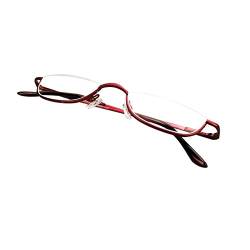 Inlefen Unisex Halbmond Halbrahmen Lesebrille Metall Material rahmen Frühling Scharniere Brillen (rot/+2.5) von Inlefen