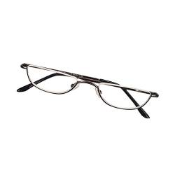 Inlefen Unisex Halbmond Halbrahmen Lesebrille Metall Material rahmen Frühling Scharniere Brillen (schwarz/+2.5) von Inlefen