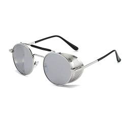 Inlefen Unisex Retro Rund Sonnenbrillen Vintage Metallrahmen Sonnenbrillen UV400 Schutz für Frauen Männer Silber von Inlefen