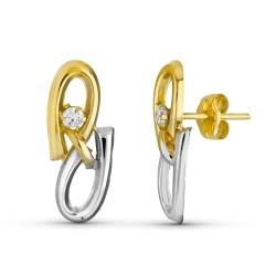 Bicolor Gold Ohrringe 18K Frauen 17mm. Umstände kombinierte Formen von Inmaculada Romero IR