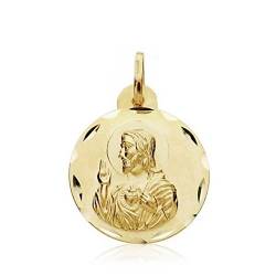 Gold 18K Skapulier-Medaille Jesus Candelaria Herz 20mm. [Ab3351] von Inmaculada Romero IR