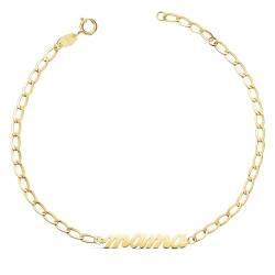 Inmaculada Romero IR Armband aus 18 Karat Gold für Damen, 20 cm. Bilbao-Kette 2,5 mm. MOM-Nachricht von Inmaculada Romero IR