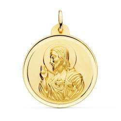 Inmaculada Romero IR Christus-Herz-Jesu-Medaille, Unisex, 18 Karat Gold, 28 mm. glatte Lünette von Inmaculada Romero IR