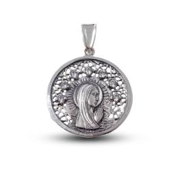 Inmaculada Romero IR Jungfrau-Mädchen-Medaille aus massivem 925-m-Sterlingsilber, 27 mm. Aufnahme aus durchbrochenen Zirkonen im Preis inbegriffen - Anpassbar - AUFNAHME IM PREIS INBEGRIFFEN von Inmaculada Romero IR