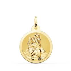 Inmaculada Romero IR Saint Christopher Unisex 18k Goldmedaille 22mm. Mattglanz von Inmaculada Romero IR