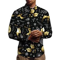 Christmas Shirt Herren 3D Funky Shirt Hemd Perfekte Hemdkragen Langarm Premium mit Festlichem Design Christmas Shirt Funky Hawaiihemd von Innerternet