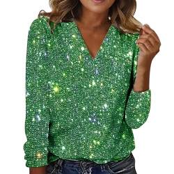 Glitzer Oberteile Damen, Pailletten Glitzer Outfit Top Pullover Silvester Oberteil Bluse Festlich Shirt Elegant Langarm Party Ppulli Glitzerbluse für Frauen Glitzershirt Blusen Tunika von Innerternet