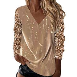 Glitzer Oberteile Damen, Pailletten Glitzer Outfit Top Pullover Silvester Oberteil Bluse Festlich Shirt Elegant Langarm Party Ppulli Glitzerbluse für Frauen Glitzershirt Blusen Tunika von Innerternet