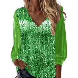 Glitzer Oberteile Damen, Pailletten Glitzer Outfit Top Pullover Silvester Oberteil Bluse Festlich Shirt Elegant Langarm Party Ppulli Glitzerbluse für Frauen Glitzershirt Blusen Tunika von Innerternet