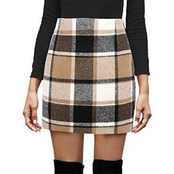 Innerternet Damen Tweed-Rock Elegant A Linie mit Hoher Taille Kammgarn Kariert Figurbetonter Kariert Midirock Herbst Bleistiftrock Winter Strickkleid von Innerternet