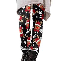 Innerternet Damen Weihnachts Leggings Winter Strumpfhose Weihnachten Radlerhosen Weihnachtsmann Print Trekkinghose Slim Fit Xmas-Leggings Schwarz Yogahosen Outdoor Weihnachts-Leggings Für Frauen von Innerternet