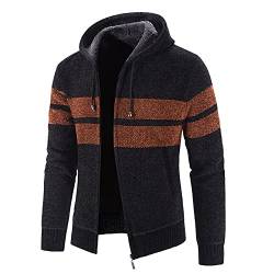 Innerternet Hoodie Herren Mantel Cardigan Doppelt Gestrickt Freizeit Jacke Pulli-Strick-Jacke Kapuzenpullover Schalkragen mit Reißverschluss für Herren warme und leichte von Innerternet