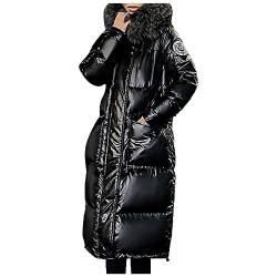 Warme Damen Winter Jacke Lang Winterjacke mit groß Kapuze Elegant Parka Mantel Midi Lang Wintermantel Winterparka übergangsjacke Outdoor Dicke Warme Damenmantel von Innerternet