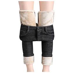 Winter Jeanshose Damen Warm Thermo-Jeans Fleece Gefütterte Thermohose High Waist Fleecehose Frauen Lang Winterhose Warmer Outdoor Denim Hose Winterleggings Winter-Thermojeans von Innerternet