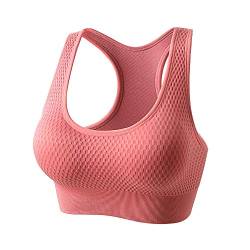 Nahtlose Sport-BHs für Damen, gepolstert, hohe Stoßfestigkeit, Workout-BH, Tops für Yoga, Fitnessstudio, Fitness, rose, Large von Innvix