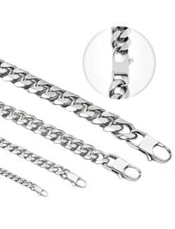 Inscca Kette Herren Edelstahl Dünn Choker 45 cm Panzerkette 6 mm Kette Junge Damen Panzerkette Silber Kurz Kubanische Halskette für Jungen Modebewusster Nicht Anlaufen von Inscca