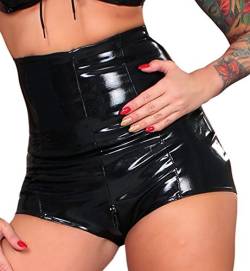 Insistline 9123 Datex Latex Slip Retro Hochtaille-Slip Pantalettes Reißverschluss im Schritt, S schwarz von Insistline