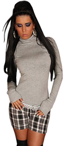 In Style Damen Pullover langärmelig mit Rollkragen,M/L,Grau von Instyle