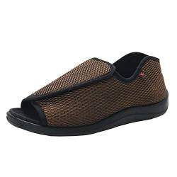 Insun Unisex Erwachsene Hausschuhe Extra Breite Diabetiker Schuhe Klettverschluss Freizeitschuhe Sandalen Kaffee 48 EU von Insun