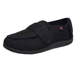 Insun Unisex Erwachsene Hausschuhe Extra Breite Diabetiker Schuhe Klettverschluss Sneaker Freizeitschuhe Schwarz 5 38 EU von Insun